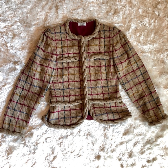 VTG VALENTINO Boutique Plaid Zip Front Jacket - Picture 5 of 8